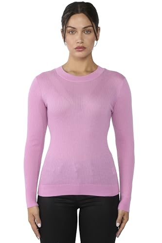 Image of JENNIE LIU Tissue Weight Cashmere Silk Rib-Knit Crewneck Sweater