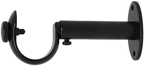 Urbanest Adjustable Solid Zinc Curtain Rod Bracket Wall Holder, Fits Up to 1 1/8" or 1 1/4" Rod, 1 Piece - Black
