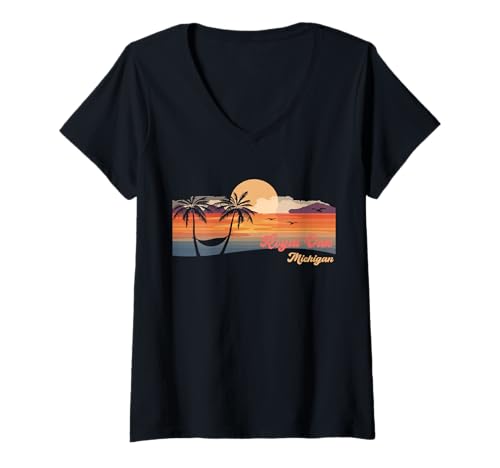 Mujer Playa vintage de Royal Oak Michigan Camiseta Cuello V