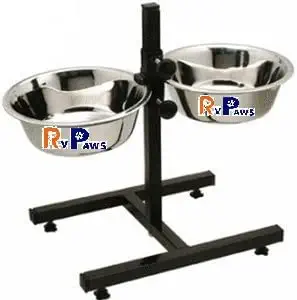 RvPaws Stainless Steel H Type Double Diner Food Bowl Stand for Dog (Large)