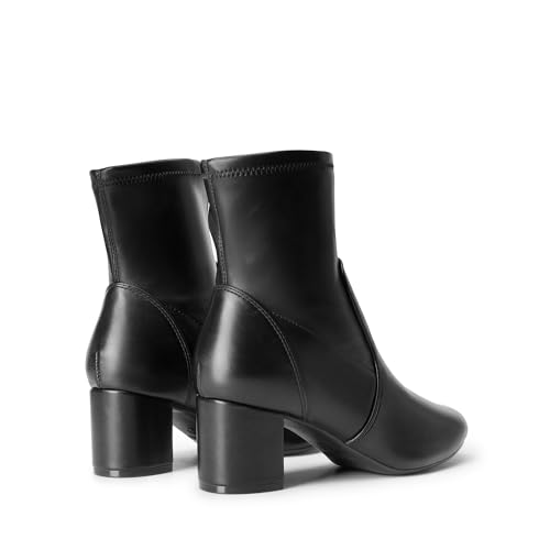 DREAM PAIRS DREAM PAIRS Women's Fitted Stretch Ankle Boots Fashion Low Chunky Heel Almond Toe Fall Heeled Booties Shoes,Size 9,BLACK-PU,SDAB2414W
