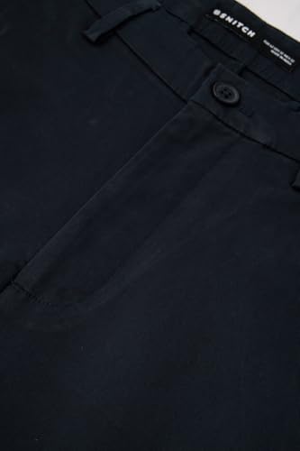 Image of SNITCH Men Casual Wear Chinos | Baggy Fit Wide-Leg Solid Trousers | Stretchable Cotton Blend Pants for Summer Outings