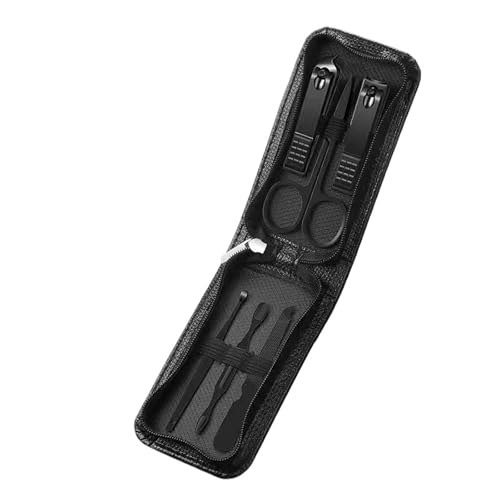 Set de Manicura Pedicura Juego de 6 piezas de manicura y pedicura portátiles de lujo, cortaúñas negro brillante, herramientas de cuidado personal, tijeras for cejas Manicura Pedicura Kit(Negro)