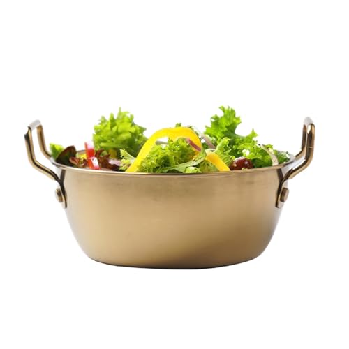 Bols en acier inoxydable pour , bols en acier inoxydable, bol ménager à double oreille, bol à ramen doré avec poignée, bac à soupe pour céréales et pâtes