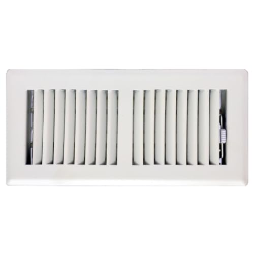 Image of 2 inch x 14 inch White Floor Register 2 Way - Stamped Face Steel Vent Cover, HVAC Floor Grille for AC Heat, Fits 2x14 Duct Opening, Heavy Duty Metal Register