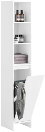 SoBuy Mueble Baño Auxiliar - Armario Baño Columna Estrecha con Ce...