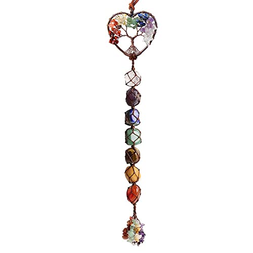 7 Chakras Healing Crystals Natural Gemstones Spiritual Gifts for Women Polished Tumbled Stones Positive Energy Spiritual Meditation Hanging Ornament/Window Ornament/Feng Shui