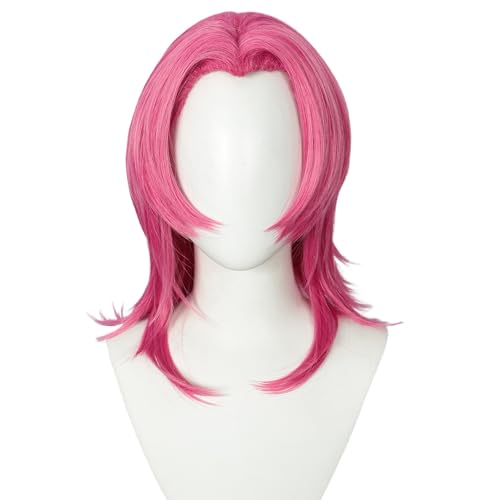 Linfairy Peluca larga y recta para disfraz de Halloween fiesta cosplay anime unisex (Rosa Mixto)