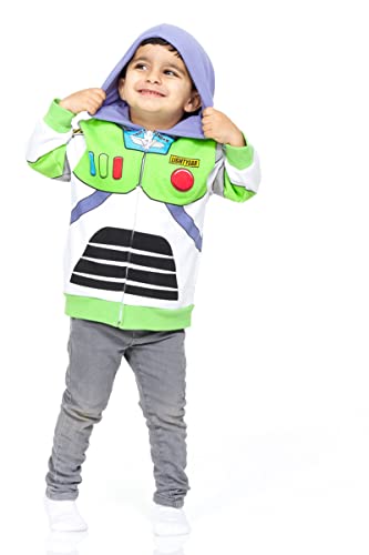 Disney Toy Story 4 Big Kids' Boy or Girl Costume Fleece Zip Front Hooded Sweatshirt Buzz Lightyear White 10-12 - image 5