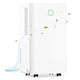 Deshumidificateur d Air - 12L/Jour Déshumidificateur Electrique Silencieux avec Compresseur, 3 Modes, Drainage Continu, Réservoir 2,2L, Minuterie 24h, Contre l'Humidité pour Maison/Appartement/Cave