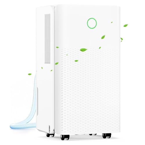 Deshumidificateur d Air - 12L/Jour Déshumidificateur Electrique Silencieux avec Compresseur, 3 Modes, Drainage Continu, Réservoir 2,2L, Minuterie 24h, Contre l'Humidité pour Maison/Appartement/Cave