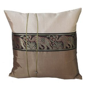 A pair of Beautiful Thai Silk Pillow Covers for decorate Living Room, Bed Room, Sofa, Car / Size 16 X 16 Inches Code 3022