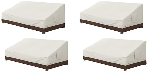 Image of Amazon Basics 3-Seater Outdoor Couch and Patio Furniture Cover, Waterproof Lounge Sofa Cover, UV Resistant, Click-Close Straps, 78 inch x 38 inch x 29 inch, Beige /Tan (Pack of 4)