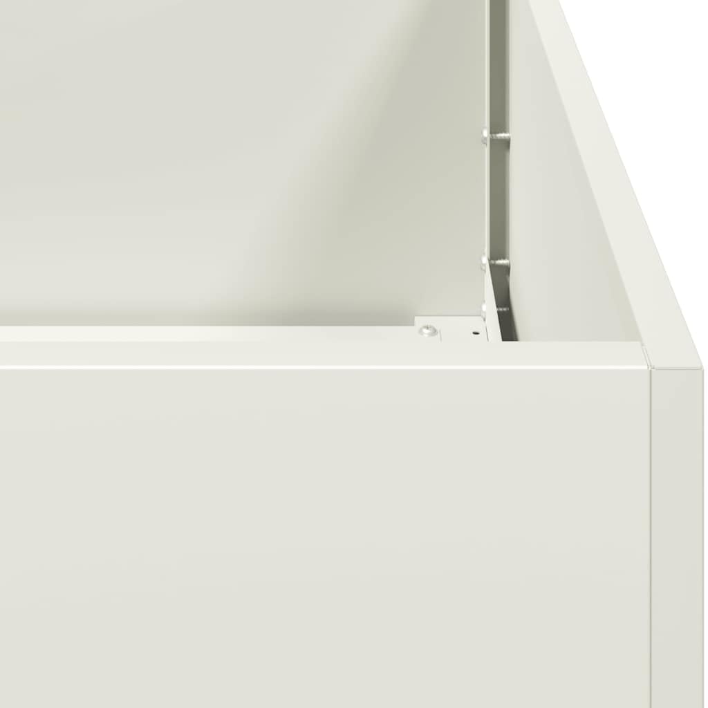 vidaXL Pflanzkübel Weiß 100x100x30 cm Stahl, Pflanzschale, Garten-Garten-Pflanzkübel, Outdoor-Pflanzgefäß, Hochbeet, Pflanzgefäß, Blumenkasten