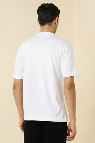 Image of Allen Solly Men's Cotton T-Shirt | Drop Shoulder | Chest Print | Regular Fit | Casual Streetwear Style