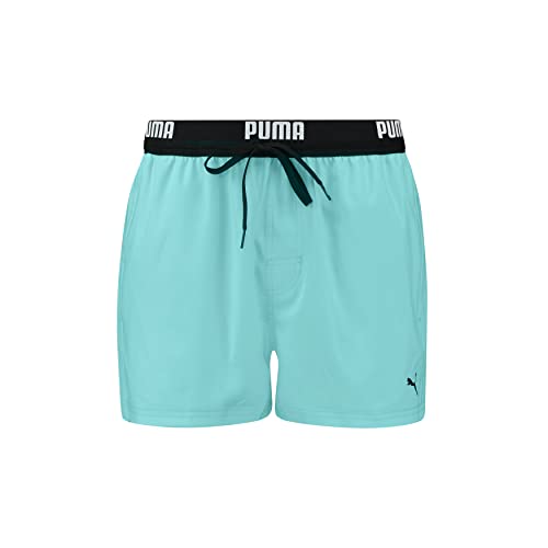 PUMA Men's Logo Length Swim Board Shorts, Electric Mint, M