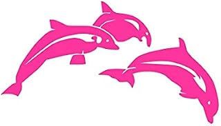 Leaping Dolphins Whales Pink Sticker