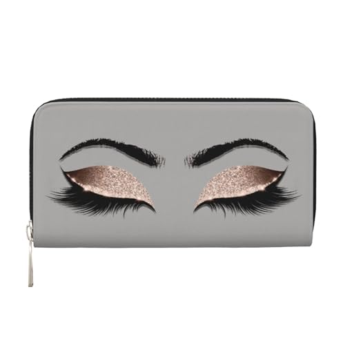 Portefeuille à main en cuir noir à motif cils long cadeau parfait