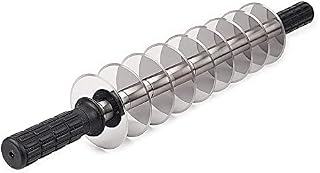 9 Wheels Stainless Steel Round Manual Dough Cutter Rolling Pizza Roller with Handle Noodle Deep-Fried Doughs Sticks Cutters Bake (Big Size)