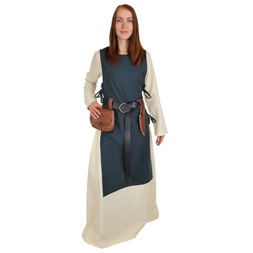 Vehi Mercatus Klassisches Wikinger ? berkleid Lykke- Baumwolle- Blau, Rot, Gr??n, Schwarz oder Braun- Mittelalter, LARP, Reenactment (Blau, XL)
