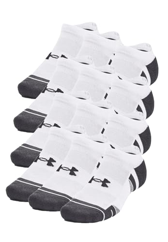 Under Armour Performance Tech No Show Lot de 12 paires de chaussettes courtes unisexes, Blanc., 42-47