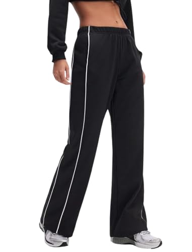 Image of Paralians Women's Straight Fit Polyester Track Pants with Contrast Side Piping | Elastic Waist Comfortable Sports & Casual Wear Bottoms