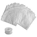 LERANXIN PVA-Ködertasche, 50 Stück 12 × 12 cm Schnelle Wasserlösliche Köder Beutel mit 20 m Wasserlöslicher Schnur, PVA-Beutel Geeignet zum Nestangeln