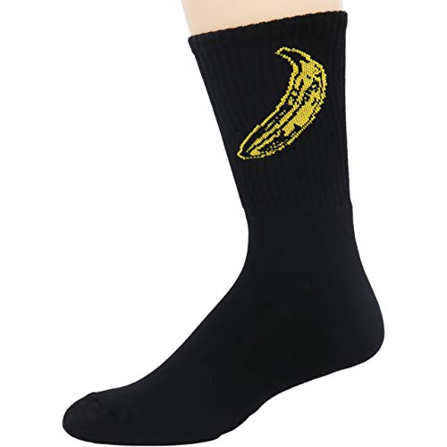 Black and Yellow Warhol Pop Art Banana Skater Crew Socks2