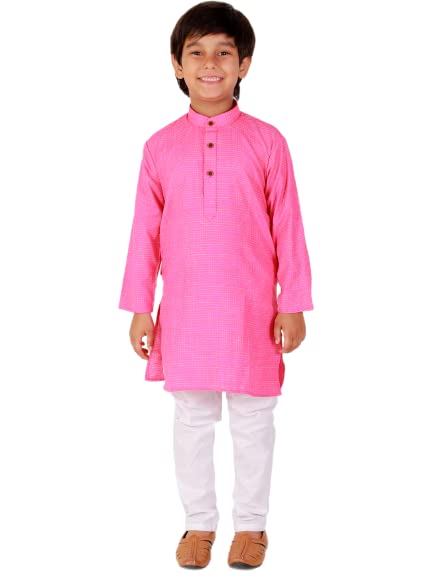 Image of Pro-Ethic Style Developer Kids Cotton Solid Ethnic Kurta Pajama Set|Traditional Style Kurta Pajama