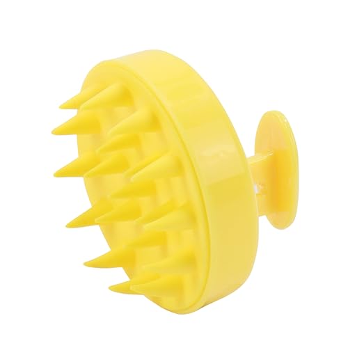 Image of NFI essentials Hair Comb Brush Head Scalp Massager Scrubber, Adults Children Thick /Thin Hair, Mold-Free Solid Silicone for Healthy Hair Growth Dry Scalp Dandruff (Yellow)