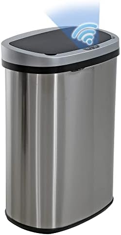 Kitchen Trash Can with Lid, 13 Gallon Automatic Garbage Can for Bathroom Bedroom Home Office 50 Liter Touch Free High-Capacity Brushed Stainless Steel Waste Bin