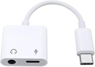 [2 in 1] USB-C to 3.5mm Headphone Jack Adapter, Music & Charge Type C Aux Audio Splitter Earphone Converter Compatible with Galaxy S22 Ultra/S22+/S21/S20/Note 20/10, P20/P30/P40, Pixel 5/6 (White)
