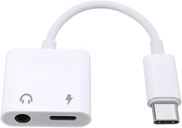 [2 in 1] USB-C to 3.5mm Headphone Jack Adapter, Music & Charge Type C Aux Audio Splitter Earphone Converter Compatible with Galaxy S22 Ultra/S22+/S21/S20/Note 20/10, P20/P30/P40, Pixel 5/6 (White)