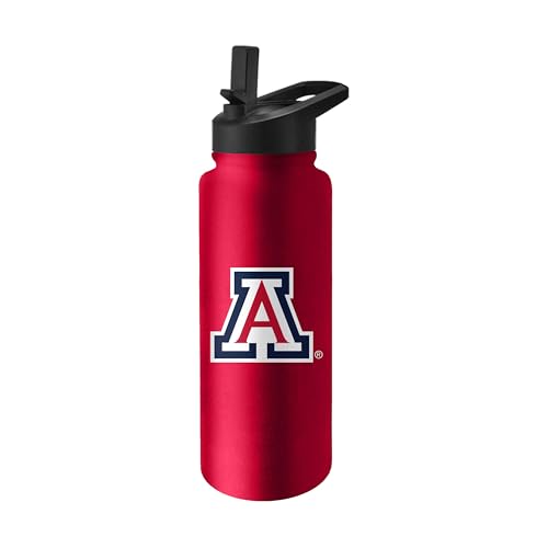 Image of Logo Brands NCAA Arizona Wildcats 34oz Logo Quencher Bottle - Double-Wall Insulated, Stainless Steel, No-Spill Lid, Easy Carry Handle