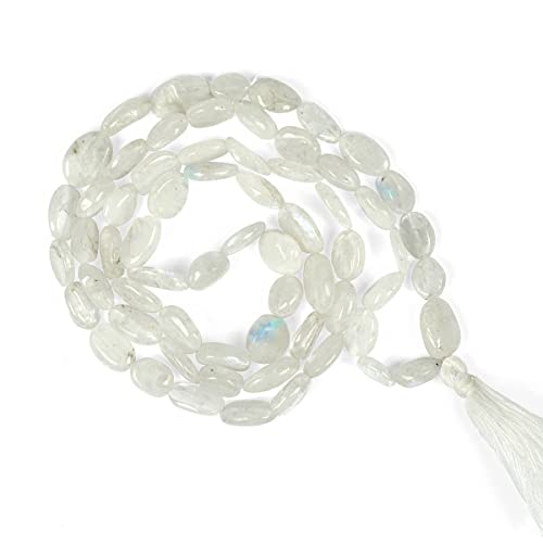 Image of Natural Oval Crystal Beads Mala Necklace Collection for Men & Women, Reiki Energized Gemstone Jewellery for Meditation, Mindful Living, Spiritual Decor & Everyday Fashion Styling