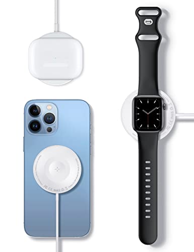 Ownaco 3 in 1 Magnetisch Wireless Charger, Kabelloses Ladegerät Fast Qi 15W Max Drahtloses Ladegerät kompatibel mit Apple 13/13Pro/12/12mini, für AirPods, für iwatch 7 6 5 4 3 SE (kein AC Adapter) Cover