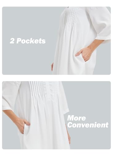 Image of KYAL Women's Denim Short Summer Dress V-Neck Mid-Sleeve Shift Casual Relaxed Beach Party Flowy Dress