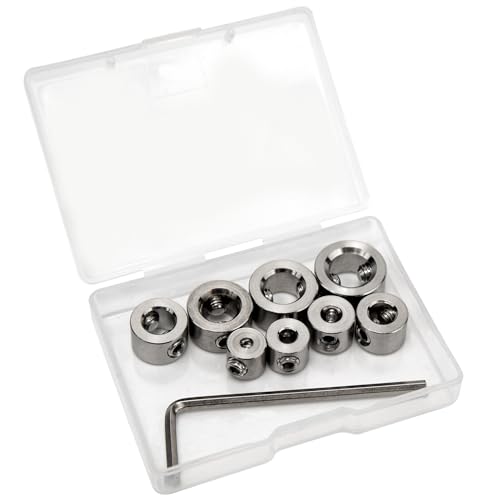 8 Piezas Anillo De Posicionamiento Tope De Profundidad Para Taladros Limitador De Profundidad De Perforación Localizador Hss Broca Anillo Del Localizador Posicionador Con Llave Hexagonal 3-10 Mm