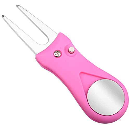 Golf Releve-Pitch Outil Pliable 1 Pack avec Marqueur De Balle Magnetique, Golf Divot Pitch Tool Mini Outil Leger Portable Et Pliable 3 Styles pour Hommes Femmes (Rose)