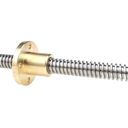 Metal Ball Screw nut end Processing 1pcs T16 Lead Screw 16mm Linear Shaft Lead 4mm with Brass Nut Length 100mm-600mm 3D Printer Trapezoidal Rod(100mm)