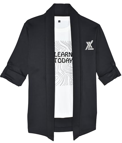 Image of CAVIO Boys Solid Open-Front Shrug with T-Shirt