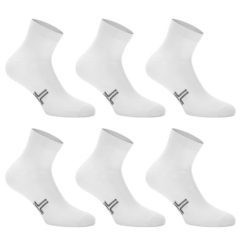 LANCETTI - Lot de 6 paires de chaussettes courtes pour homme ou femme en fil d'Écosse en coton respirant et confortable, fabriqué en Italie, Blanc, 39-42