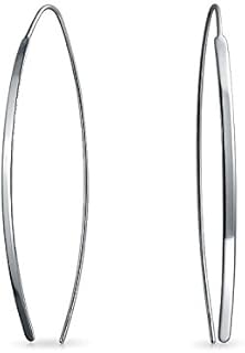 Delicate Minimalist Modern Long Thin Line Linear Threader Earrings For Women Teen Rose Gold Plated .925 Sterling Silver