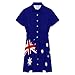 Australian Flag Womens Button Down Shirt Dresses Button Up Short Sleeve Blouse Tops XS