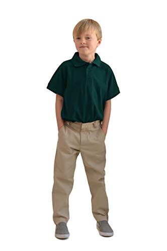 Image of unik Boy's Premium Quality Pique Polo Uniform Shirt Short Sleeve White Sky Blue Navy Hunter Green Burgundy Black Red