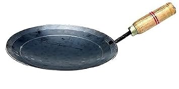 Pure Iron Tawa Wooden Handle for Healthy and Hassle-Free Cooking of Roti, Chapati, Paratha, and Fulka - Made in India
