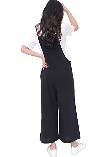 Imayondia Women's Jumpsuits Casual Long Rompers Wide Leg Baggy Bibs Overalls Pants S-5Xl (L, Black) #TOP3