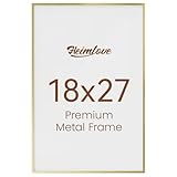 Picture of Heimlove 18x27 Aluminum Picture Frame, Metal Picture Frame Wall Mounting Horizontally or Vertically, Photo frame with Tempered Glass - Poster Frame Simple and Elegant Decor for Wall - 1 Pack - Gold