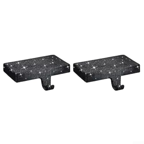 Confezione da 2 grucce natalizie con robusta base in ferro, per tenere saldamente le calze su caminetti, mensole o tavoli per occasioni festive (nero)