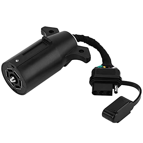 Adattatore per Rimorchio Convertitore Rotondo Affidabile con Lama da 7 a 4 Pin per Gancio di Traino per Roulotte, Inclusa Copertura Antipolvere Installazione Semplice e per Connettore Stile